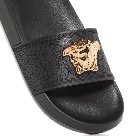 Versace La Medusa plaque logo monogram sandal slides flip flops NEW - Picture 1 of 9